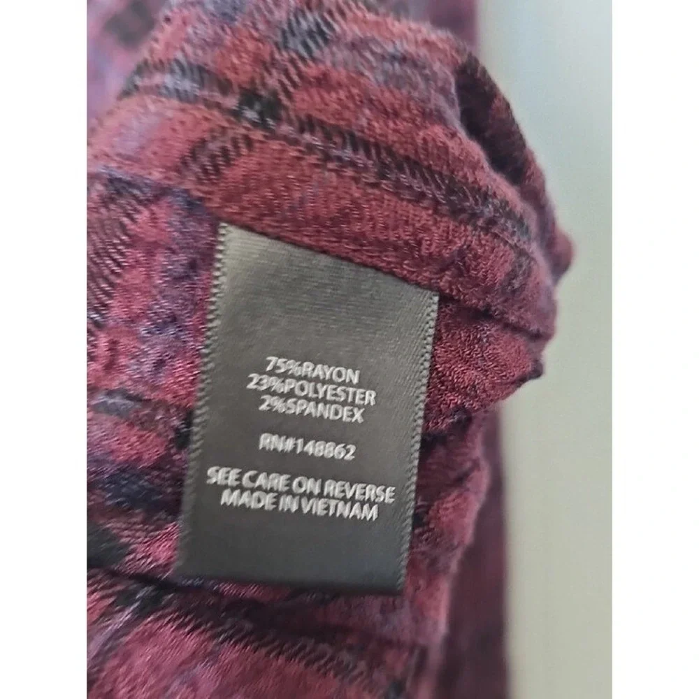 Torrid Plaid Button Down Shirt Burgundy Black Crinkle Gauze Boho Size 00 XL